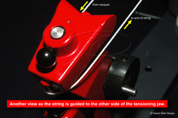 Opposite view of the string around the tensioning jaw